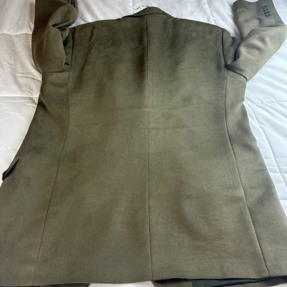 Alfani Men’s Olive Green Micro Suede Blazer Jacket Size 42 Casual Sport Coat